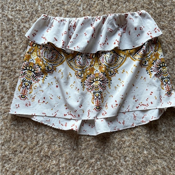 Free People Tops - Free People Top Women XS Flounce White Gold Boho Tube Shirt Cami